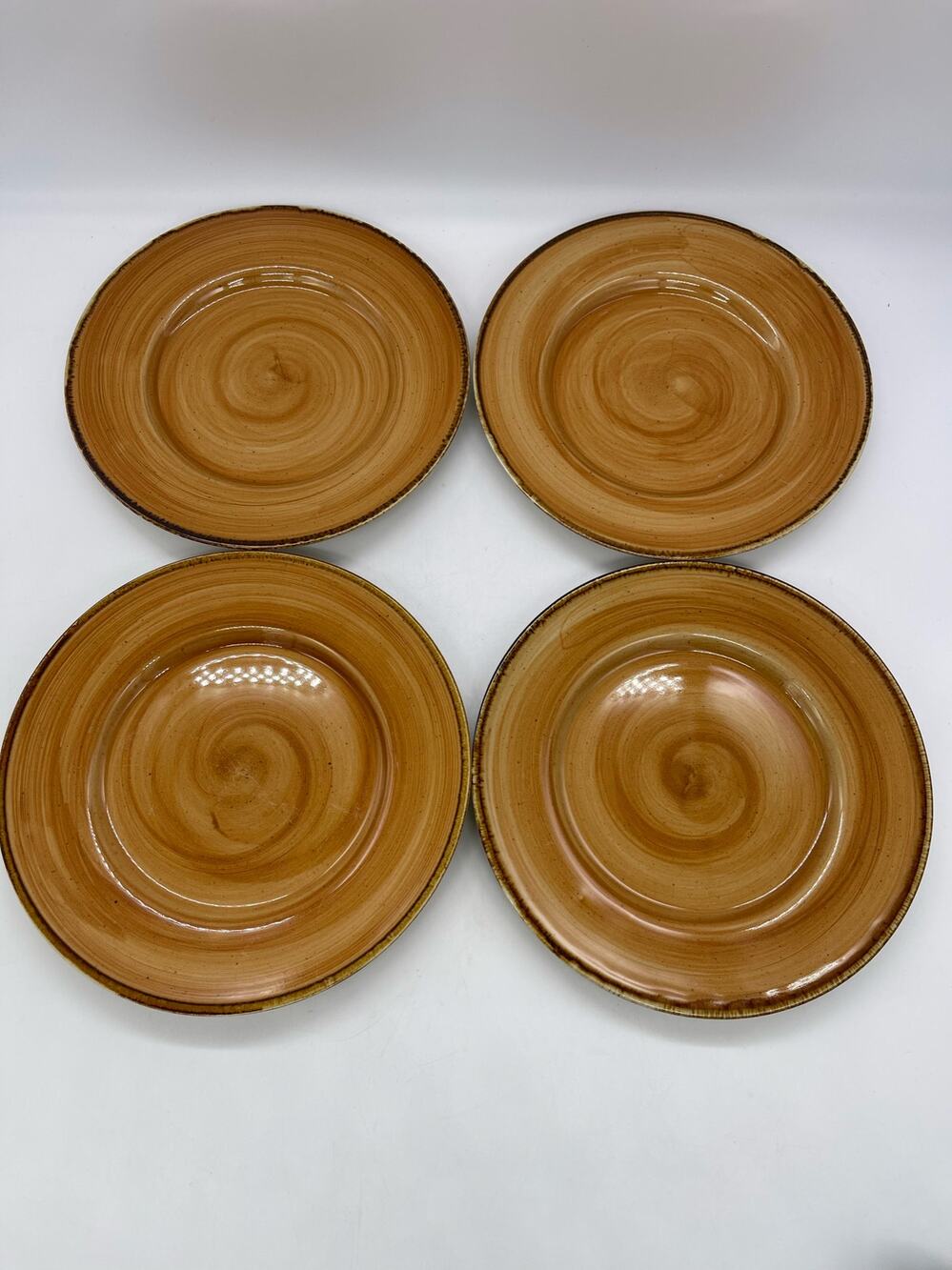 Thomson Pottery Kenya Set of 4 Brown Salad Plates Discontinued 7 3/4"